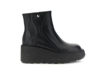 botines de cuña de piel negra con cremallera black 35