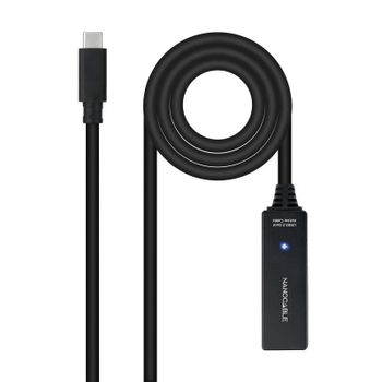 Cable USB-C Nanocable 10.01.1311 5m Amplificador Activo 5Gbps Negro
