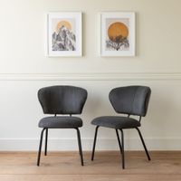 lote de 2 sillas de terciopelo gris oscuro