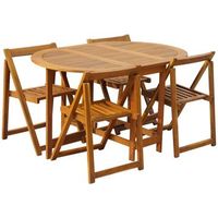 set comedor de jardin  mesa de exterior plegable 5 piezas madera maciza de acacia