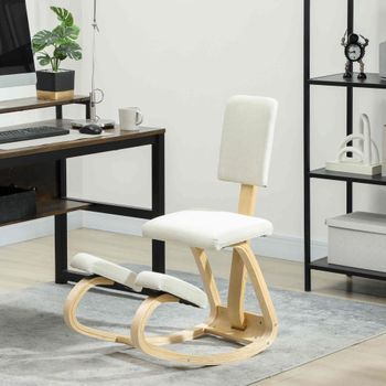 Silla Ergonómica De Rodillas De Madera Lino Homcom 51x84x93 Cm Crema