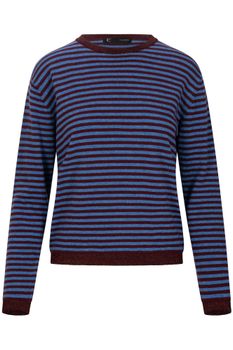 jersey de cuello redondo a rayas burgundy/denim
