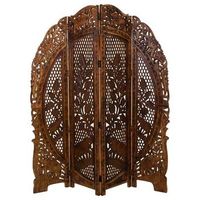 biombo de madera artesanal marron 38x4x25x180