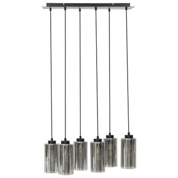 Lámpara Colgante Moderna 6 Luces Base Hierro Vidrio Pantalla Ahumada Sala De Estar Dormitorio Iluminación Ambiental Gris Puriri