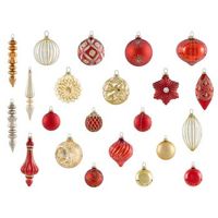 conjunto de 50 bolas de navidad decorativas de vidrio para colgar en el arbol de navidad estilo glam tradicional rojodorado sparkle