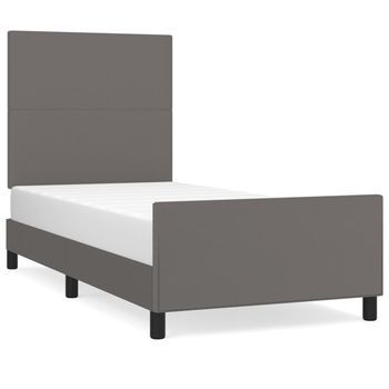 Estructura De Cama Sin Colchón Cuero Sintético Gris 100x200 Cm Vidaxl