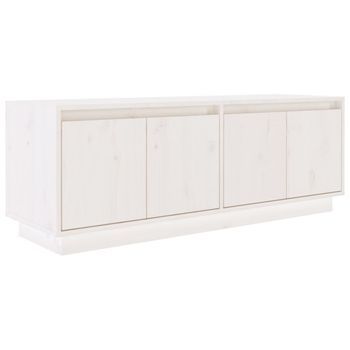 Mueble De Tv De Madera Maciza De Pino Blanco 110x34x40 Cm Vidaxl