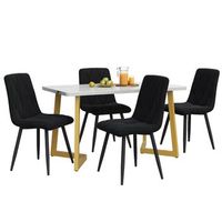 juego de comedor con 4 sillas mesa de cocina moderna 117x68cm tablero efecto marmol y asientos ergonomicos mdf y metal blanco y negro