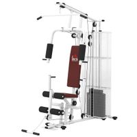 homcom estacion de fuerza fitness con polea de lat pull down barra de mariposa 45kg de pesas cuerda aparato de fitness con capacidad de hasta 120kg multifuncion entrenamiento de fuerza multiestacion estacion de entrenamiento en casa blanco