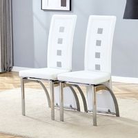 pack de 2 sillas de comedor blancas 43  49  1025 cm respaldo perforado y patas plateadas