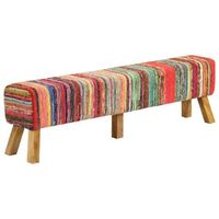 banco de tela chindi y madera maciza de mango multicolor 160 cm vidaxl