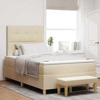vidaxl cama tipo box spring con cabecera crema 200 x 120 cm tela