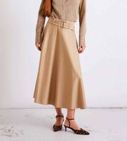 marella para mujer 2613101101200 falda de raso de algodon elastico hidrorrepelente mlltappeto beige 40 marron casual