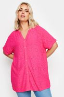 yours camisa algodon fucsia con bordados calados mujer curvy y tallas grandes yours
