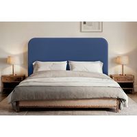 dhome cabecero azul curvo con patas tapizado en polipiel 160cm altura 125cm para pared acustico absorbente cabezal cama dormitorio azul 160cm