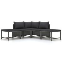 conjunto de sofa de jardin 5 uds  mueble jardin mesa y sillas con cojines ratan sintetico gris cfw655239