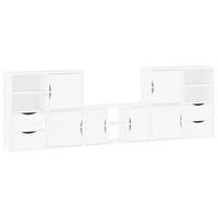 muebles de tv 5 uds con almacenaje odda blanco madera pino
