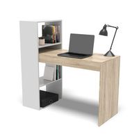 escritorio estudio con estanteria de baldas mesa de ordenador mesa auxiliar oficina blanco  roble dormidan