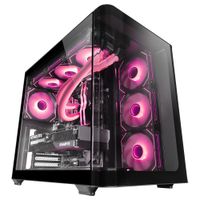 mars gaming mc-fusion caja gaming atx ventana lateral completa y frontal curvo cristal templado continuo semitorre pc doble camara soporte refrigeracion liquida espacio interno optimizado caja