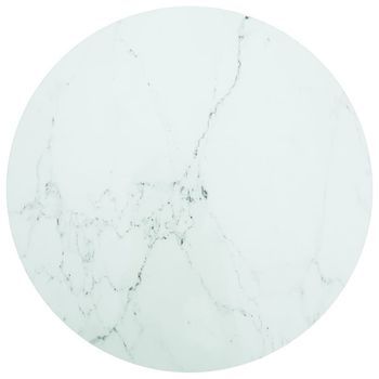 Tablero De Mesa Diseño Mármol Vidrio Templado Blanco Ø80x1 Cm Vidaxl