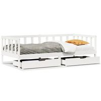 cama individual  sofa cama con cajones madera maciza de pino blanca 80x200 cm cfw31163