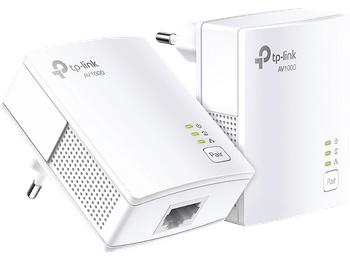 Kit adaptadores PLC - TP-Link TL-PA7017, Puerto Gigabit, AV1000, Ahorro Energía, 2 unidades, Blanco