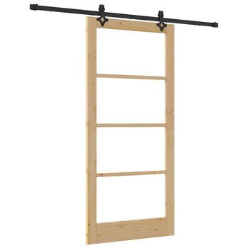 Puerta Corredera Orkdal Natural Y Negro 93 X 202 Cm Vidaxl