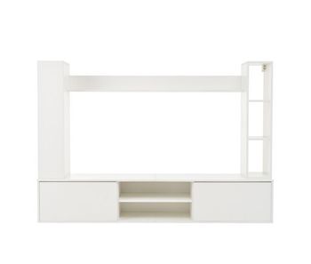 Conjunto mueble tv 180x35x33.5 cm - 4 estantes, con vitrinas, soporta tv hasta 80