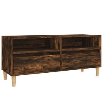 Mueble De Tv Madera Contrachapada Roble Ahumado 100x34,5x44,5cm Vidaxl