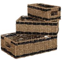 set 3 cestos de junco marrones 32x22x11  28x17x10 23x12x9 cm
