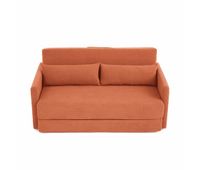 sofa cama 2 plazas 165 x 92 x 82 cm - sofa plegable 2 en 1 tela de corduroy con 2 cojines lumbares y 2 bolsillos laterales - naranja