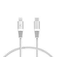 ksix cable de carga trenzado usb-c a lightning pd carga ultra rapida 60w 2m blanco