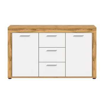 Aparador 2 puertas y 3 cajones blanco y roble l125 cm