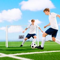 porteria de futbol homcom - estructura de futbol - tamano de porteria de entrenamiento 186l x 62w x 123h cm - estructura de metal red de pe - con clavos y herramientas - blanco