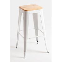pack 6 taburetes torix altos madera natural 76 cm de acero reforzado 763030 cm - blanco