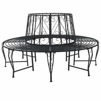 Banco De Árbol Ø 160 X 89 Cm Acero Negro Redondo Vidaxl