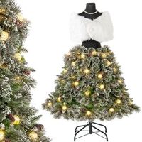 arbol de navidad nevado con luces costway arbol de navidad con luces 465 puntas - 150cm