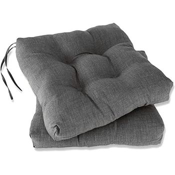 REINO MANSIDI - Cojín de silla gris 40x40x7 cm de tejido estampado 45% poliéster y 55% algodón con relleno de fibra hueca, para salón, comedor y terraza