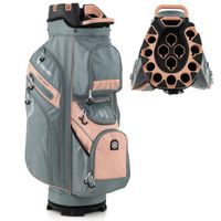 costway bolsa portatil para carro de golf con 14 compartimentos de completa 11 bolsillos con correa de hombro para mujeres y hombres rosa
