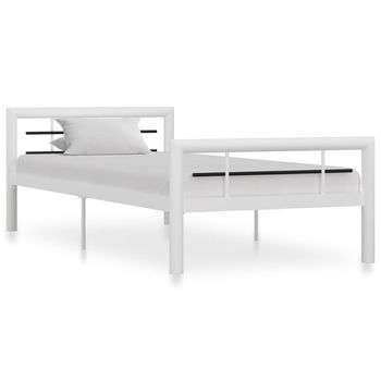 Estructura De Cama Sin Colchón Metal Blanco Y Negro 100x200 Cm Vidaxl