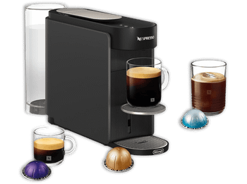 Cafetera de cápsulas - De'Longhi Vertuo Up ENV200.GY, 19 bar, Nespresso Smart, 1.4 l, 1100 W, Negro