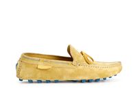 mocasines en piel de ante con lazo ocra