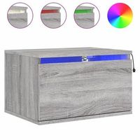 mesita de noche de pared con luces led y cajon 50 x 36 x 30 cm en madera contrachapada gris dec034210