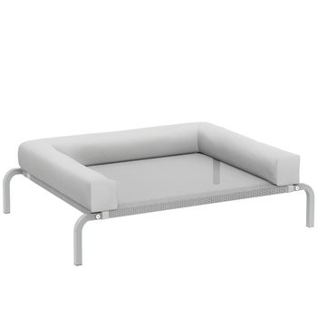 PawHut Cama Elevada para Perros Refrescante con Refuerzos Extraíbles Malla Transpirable y Marco de Acero 90x65x30 cm Gris