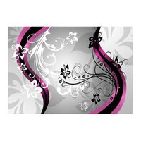 papel pintado 3d - zig-zags florales rosa 400x280 cm