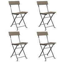 pack 4 uds sillas cafeteria plegables acero y ratan sintetico gris