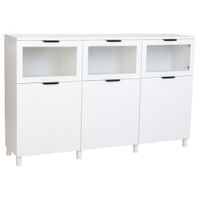 aparador de madera blanco con 3 puertas y 3 cajones 180x42x114h cm