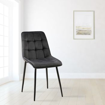 Silla de comedor con reposapiés en terciopelo negro
