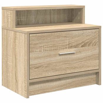 Mesita De Noche | Mesilla De Noche Con Cajón Roble Sonoma 51x31x47 Cm