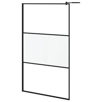 Mampara Ducha Accesible Vidrio Esg Esmerilado Negro 115x195 Cm Vidaxl